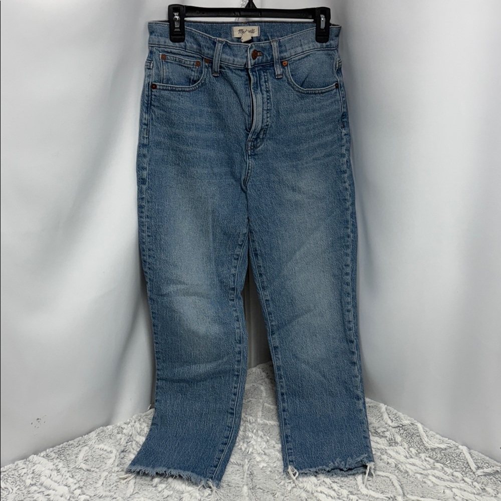 Madewell the perfect vintage Jean with raw hem ankle length medium wash size 28 - Picture 2 of 11